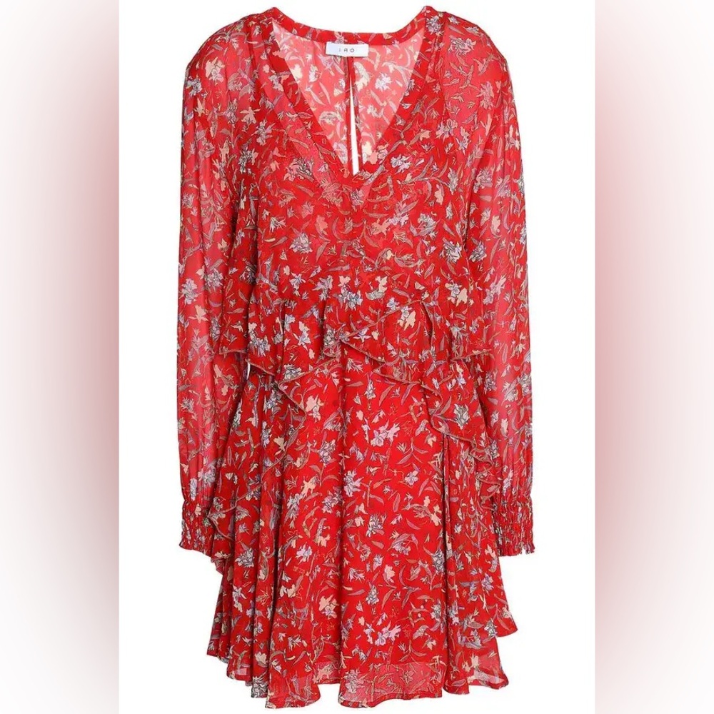 IRO Beaumont ruffled floral-print crepon mini dress